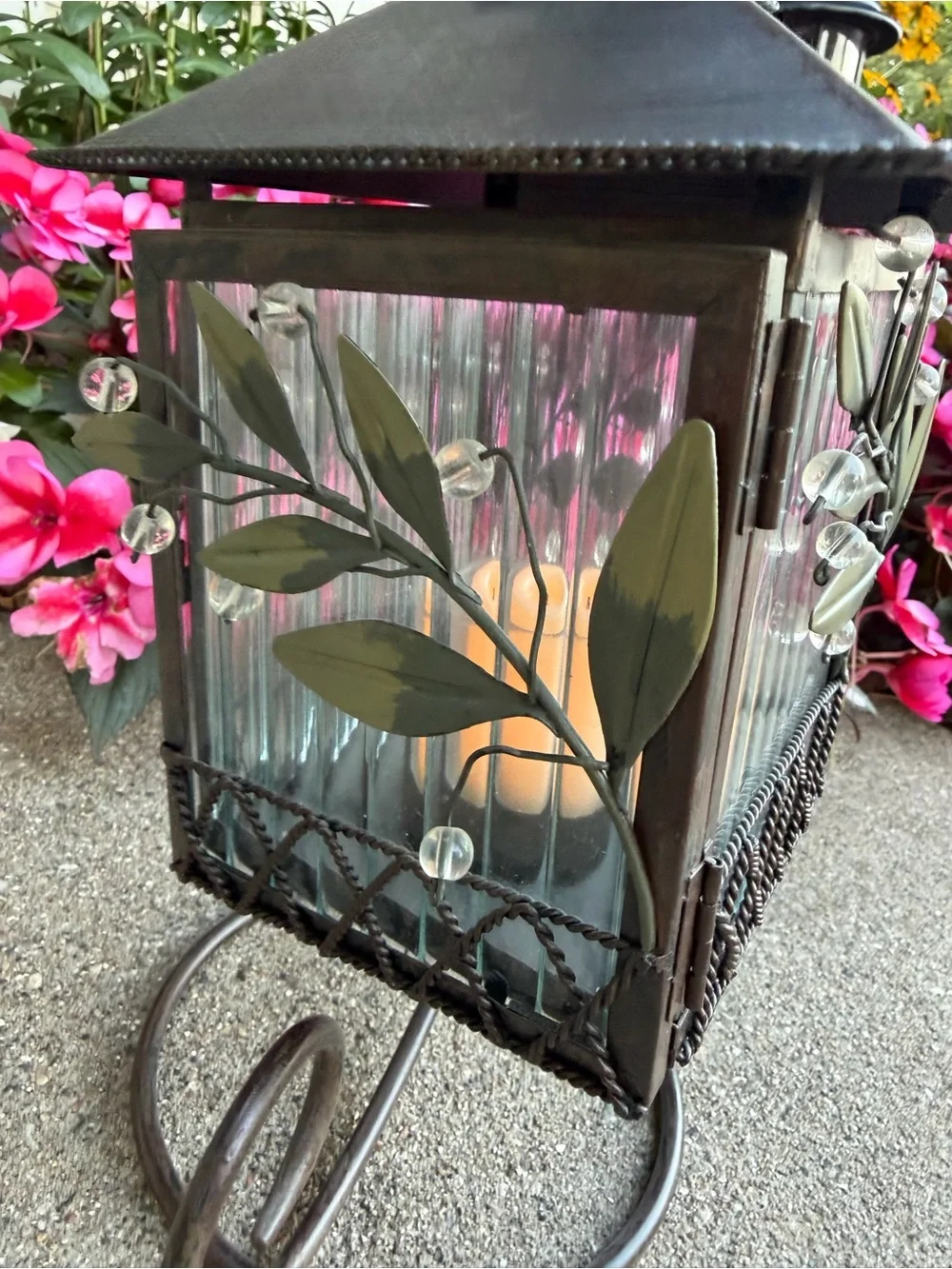 Vintage PartyLite Metal Ivy Leaf Candle Lantern
